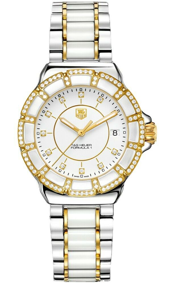 TAG HEUER FORMULA 1 DIAMOND  TWO TONE CERAMIC LADIES LUXURY WATCH