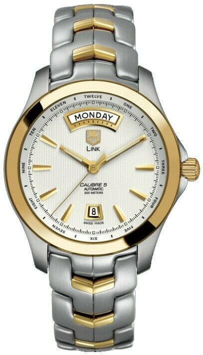 TAG HEUER LINK  AUTOMATIC DAY DATE MEN'S 18K GOLD  STEEL WATCH