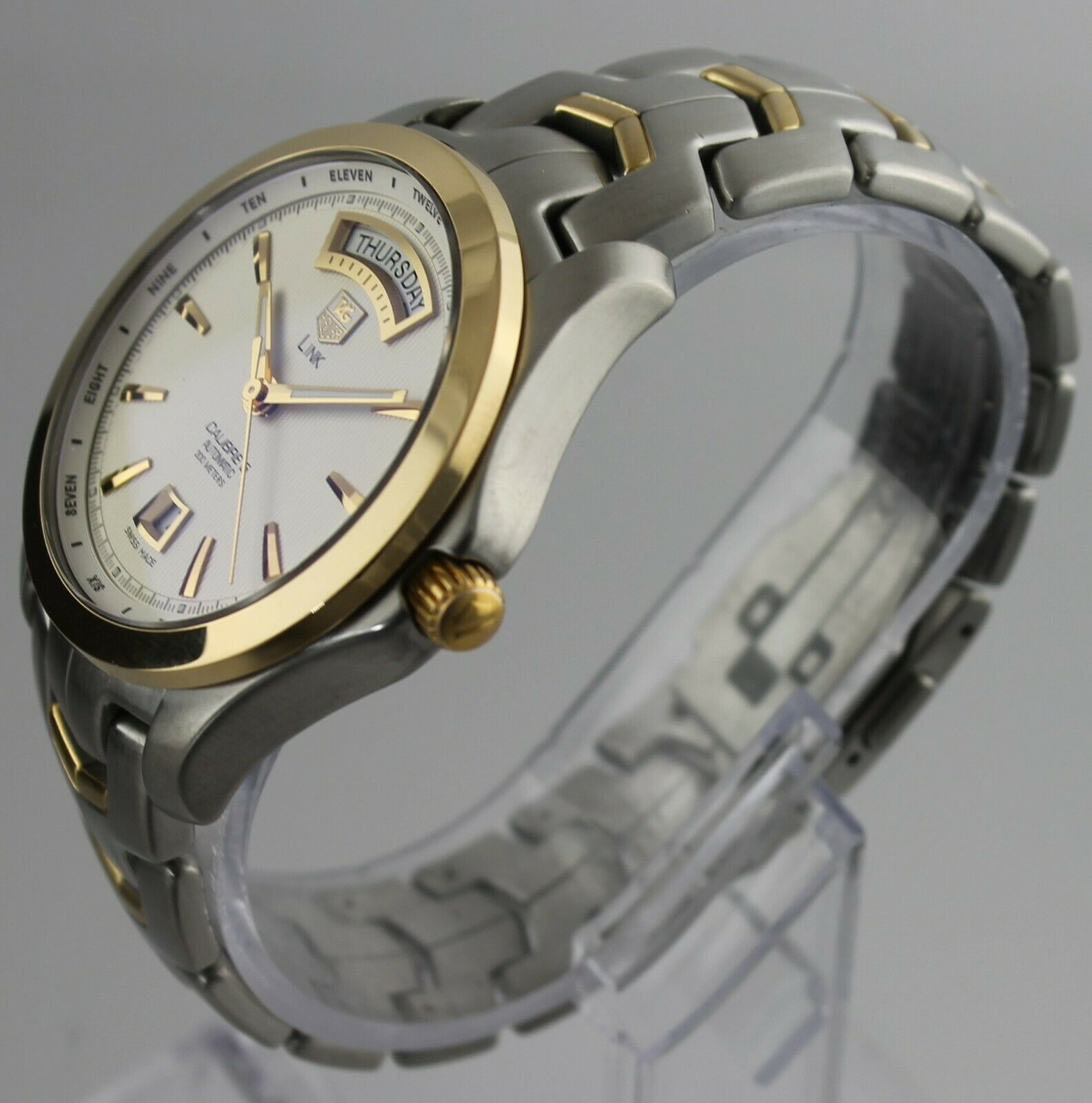 TAG HEUER LINK AUTOMATIC DAY DATE MEN'S 18K GOLD & STEEL WATCH