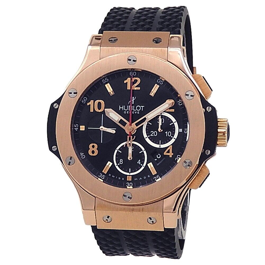 Hublot Big Bang 18k Rose Gold Rubber Automatic Black Men's Watch 301.PX.130.RX