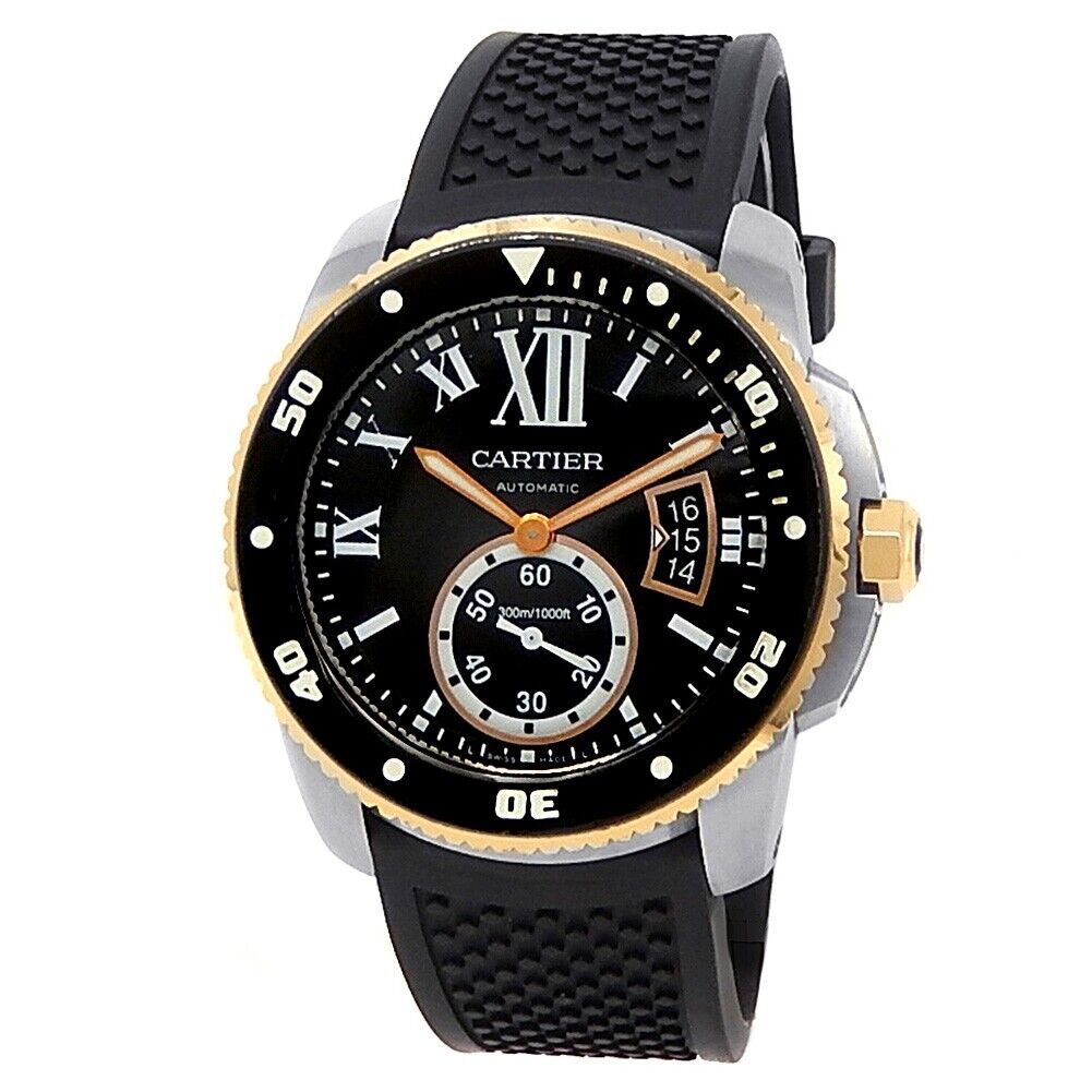 Cartier Calibre de Cartier Diver 18k Rose Gold Steel Black Men's Watch