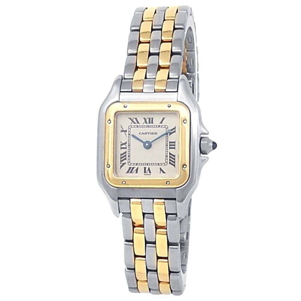 Cartier Panthere 18k Yellow Gold Stainless Steel Quartz White Ladies Watch