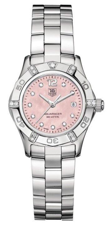 TAG HEUER AQUARACER LADIES PINK MOTHER OF PEARL DIAMOND WATCH