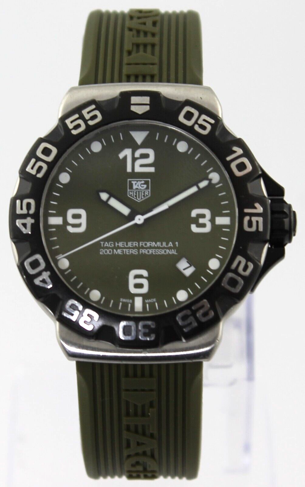 TAG HEUER FORMULA   QUARTZ KHAKI RUBBER QUARTZ GREEN WATCH