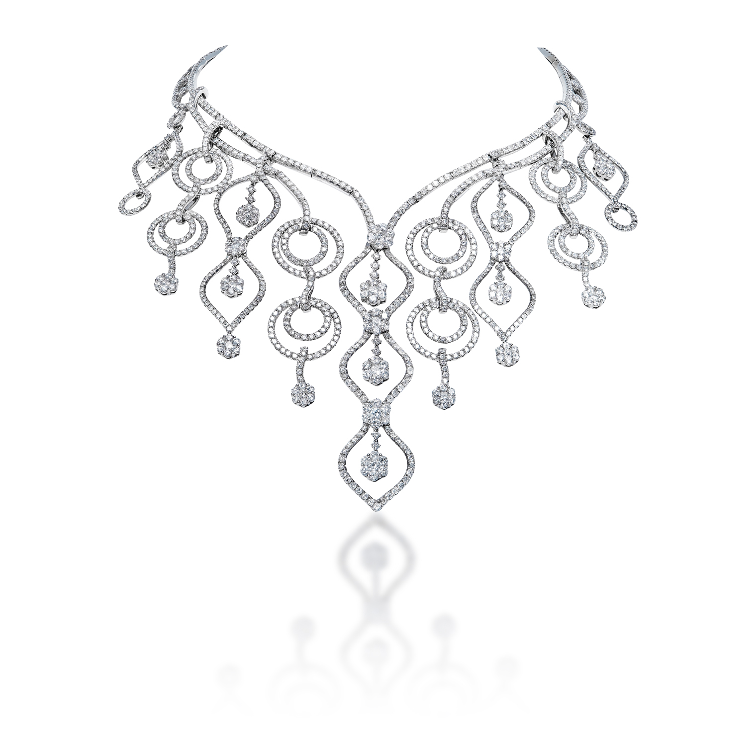HEIRESS   Carat Round Brilliant Diamond Choker Necklace in 14k White Gold