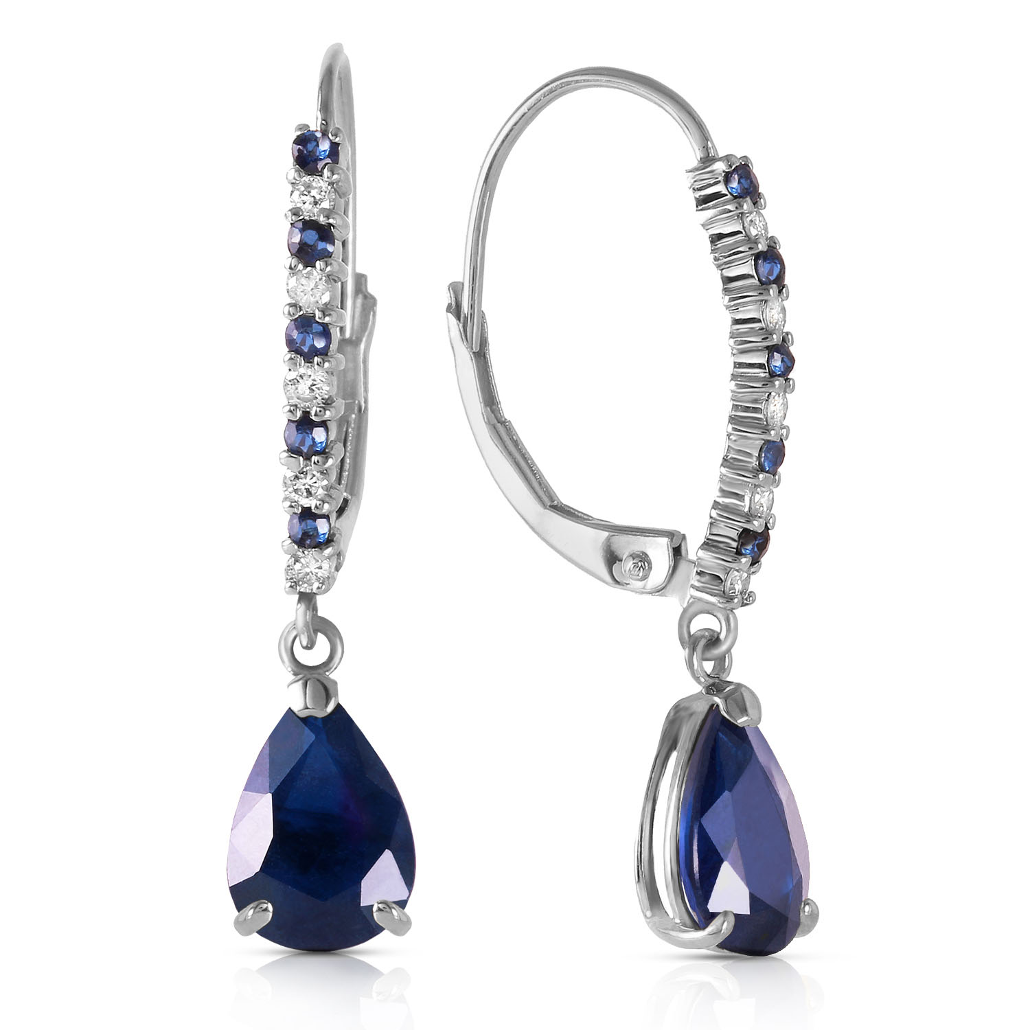 3.35 CTW 14K Solid White Gold Life At The Movies Sapphire Diamond Earrings