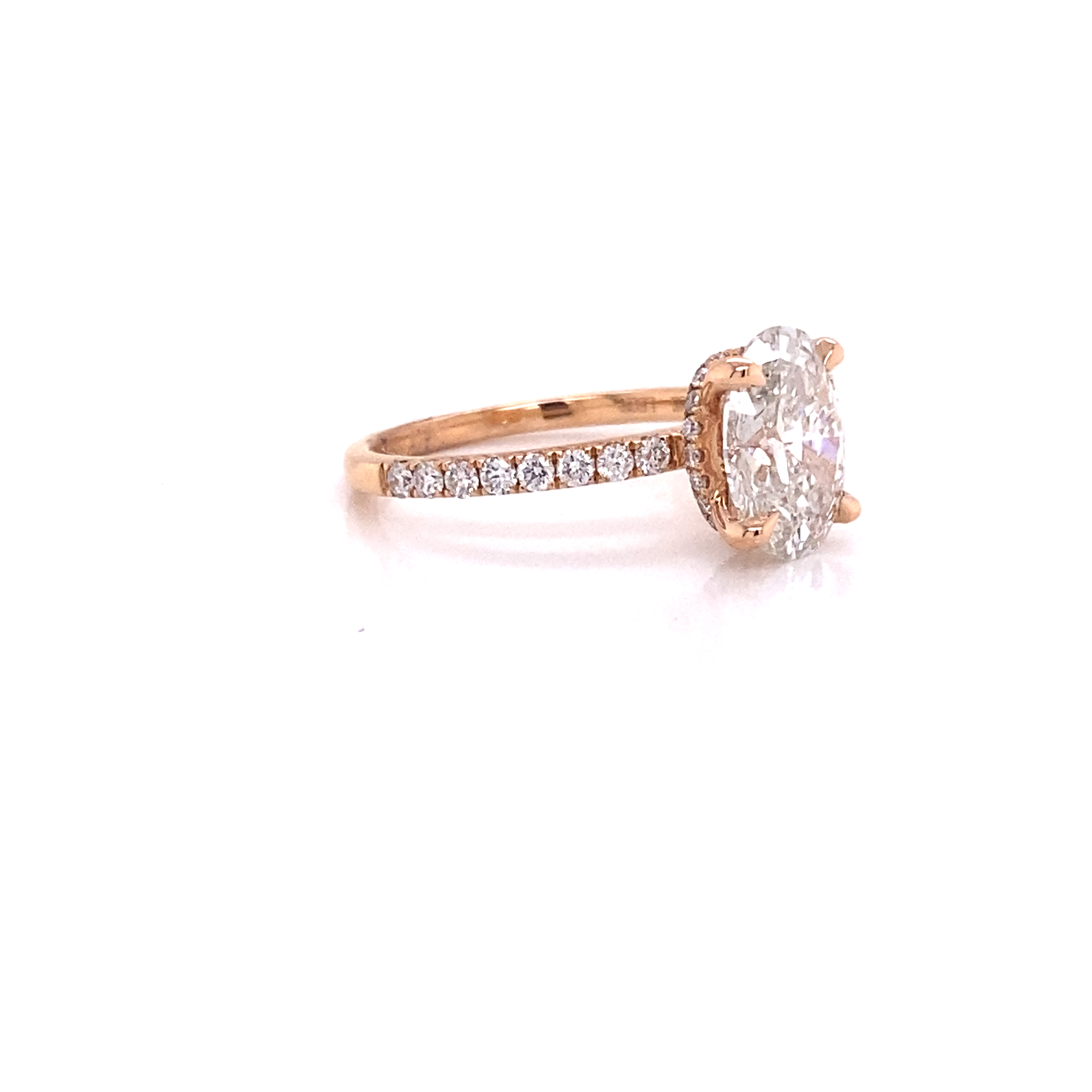 2 Carat Oval Cut Lab Grown Diamond Engagement Ring Rose Gold IGI Certified