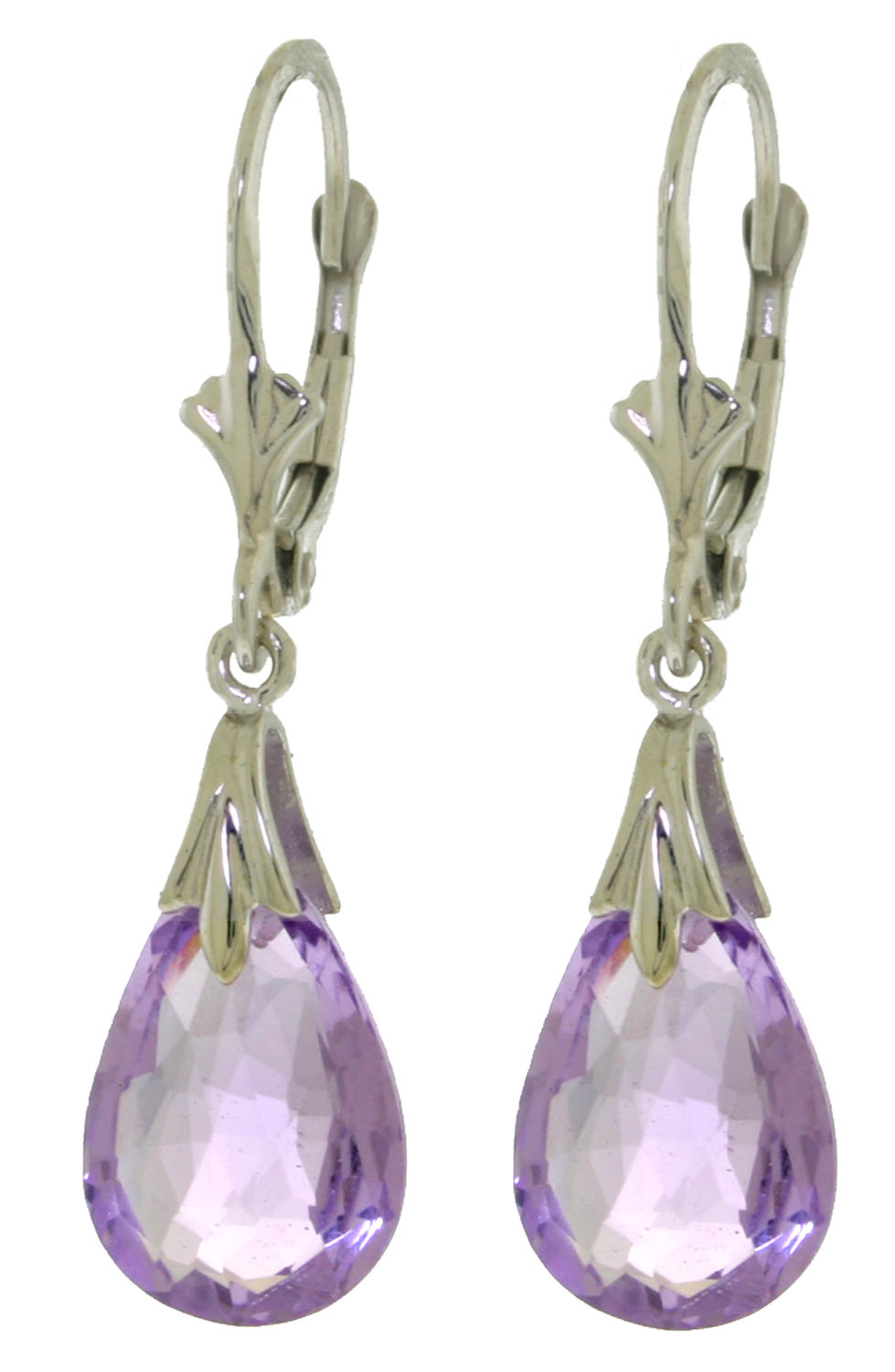 6 CTW 14K Solid White Gold Enticement Amethyst Earrings
