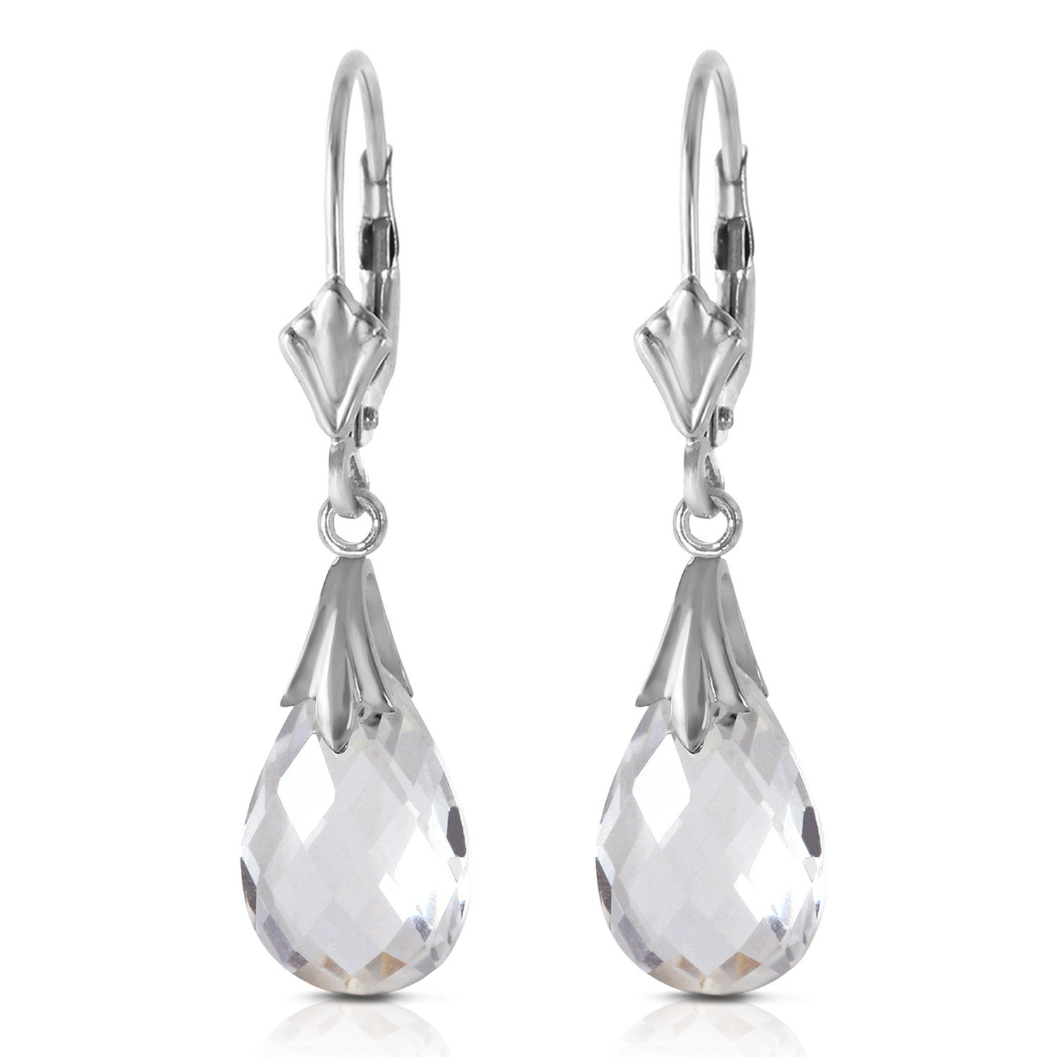 6 CTW 14K Solid White Gold Revisions White Topaz Earrings