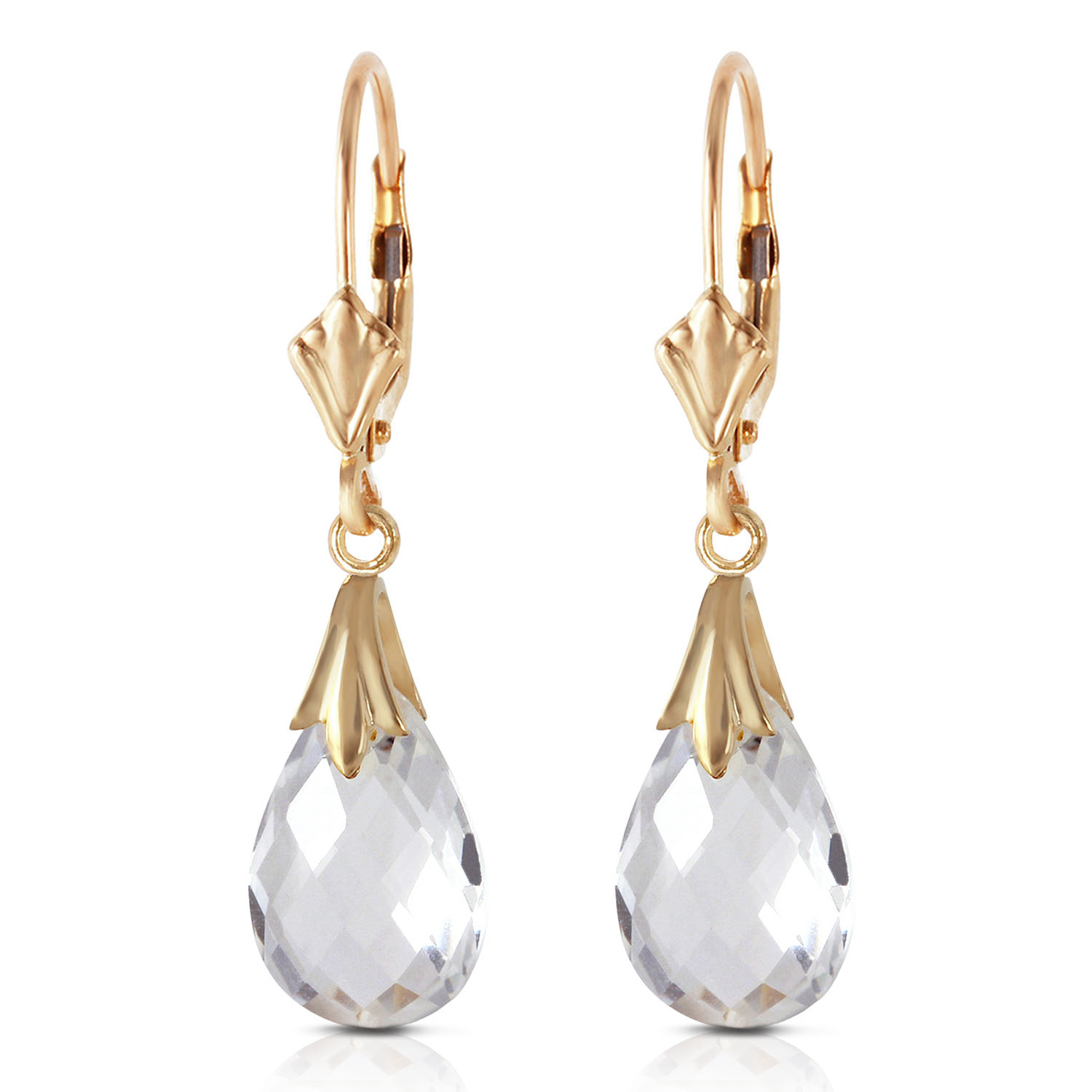 6 CTW 14K Solid Bright Moon White Topaz Earrings