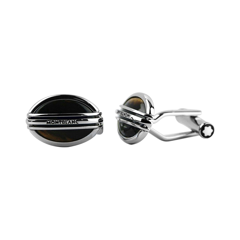 Montblanc Stainless Steel Tiger Eye Cufflinks 