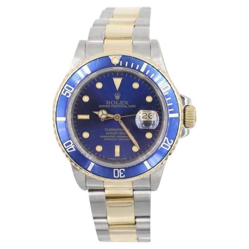 Rolex Submariner 16803 18K Yellow Gold  Stainless Steel with Blue Dial 40mm Mens Watch