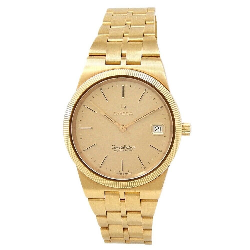 Omega Constellation 18k Yellow Gold Automatic Champagne Men's Watch