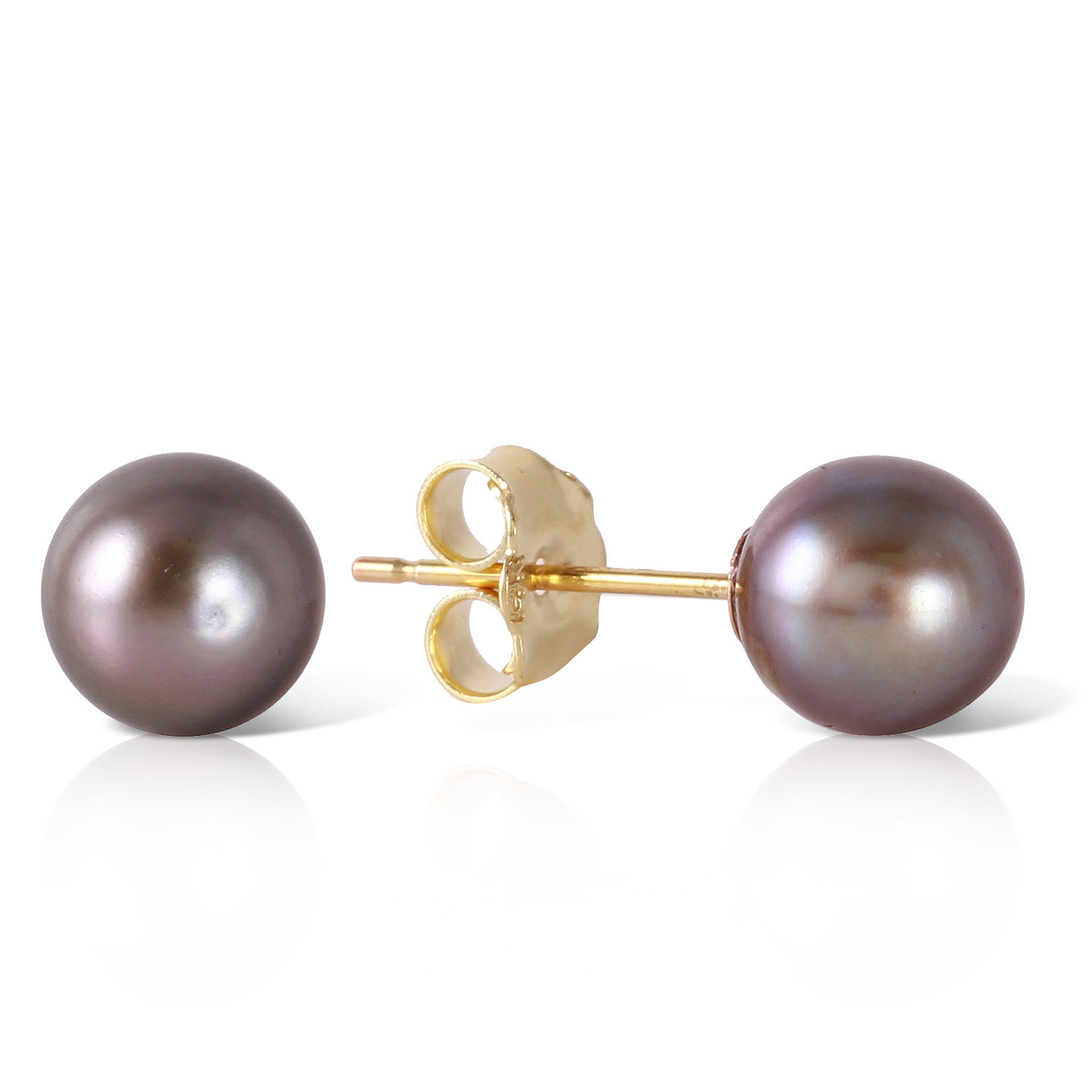 4 CTW 14K Solid Gold Stud Earrings Natural Black Cultured Pearl