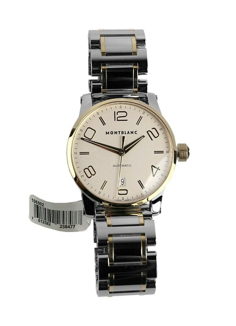 MONTBLANC TIMEWALKER 39mm SILVER DIAL STEEL ,18K GOLD AUTOMATIC WATCH 106502 NEW