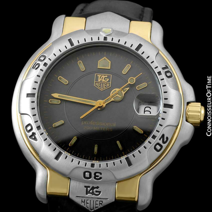 TAG Heuer 6000 Mens Full Size Divers SS Steel  18K Gold Watch - Mint -