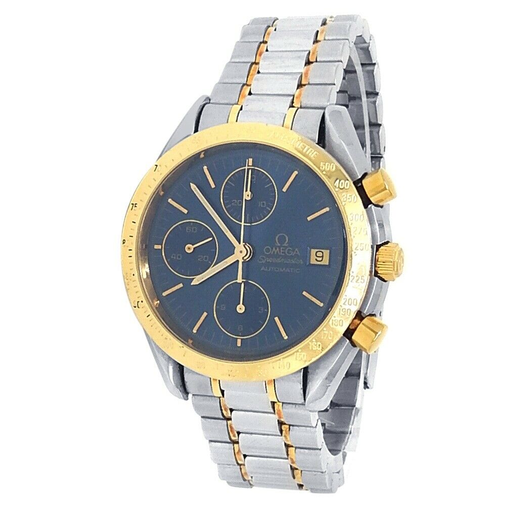 Omega Speedmaster Stainless Steel Yellow Gold Auto Blue Men's Watch 3311.80.00