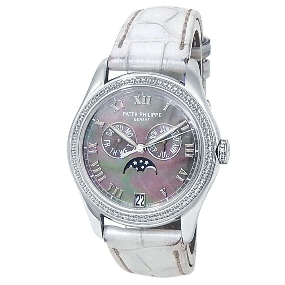 Patek Philippe Complications 18k White Gold Auto Mother of Pearl Watch