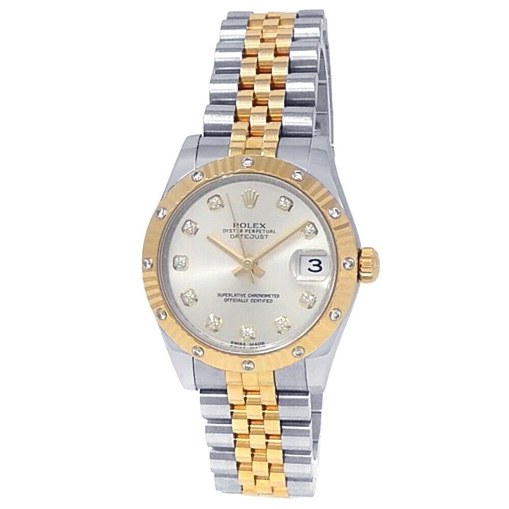 Rolex Datejust 18k Yellow Gold Stainless Steel Jubilee Auto Silver Watch