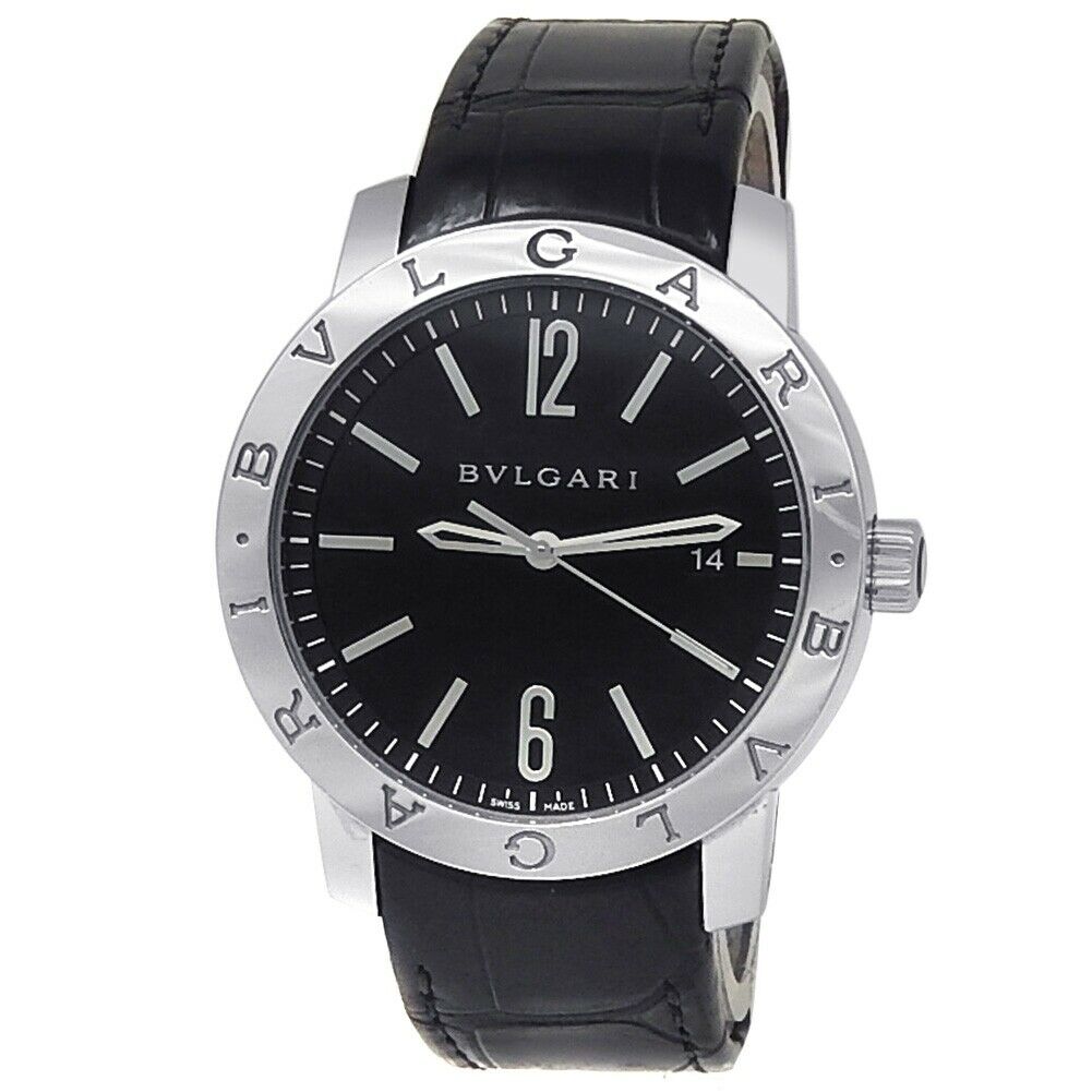 Bvlgari BVLGARI BVLGARI Stainless Steel Leather Auto Black Men's Watch
