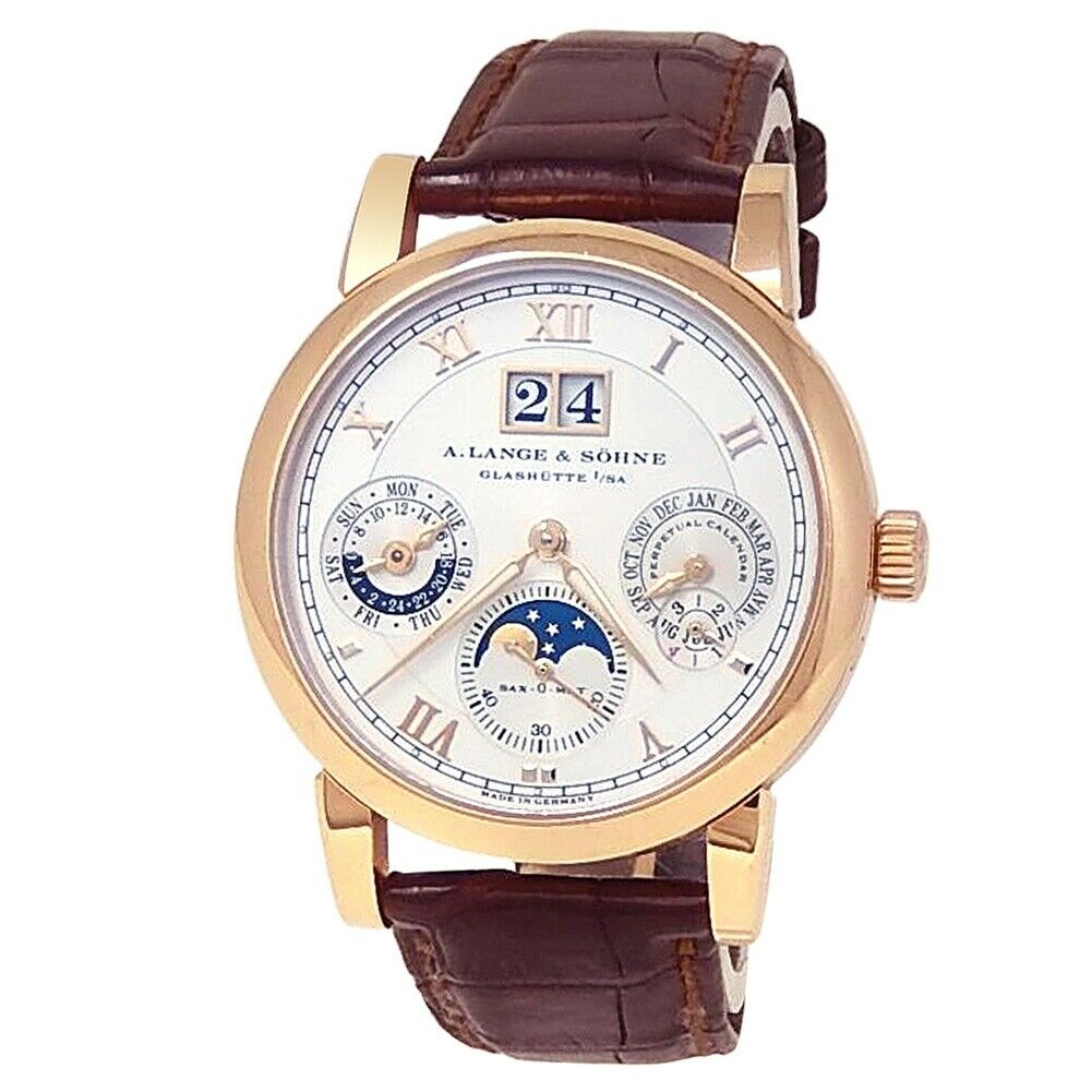 A.Lange  Sohne Langematik Perpetual 18k Rose Gold Silver Men's Watch 310.032