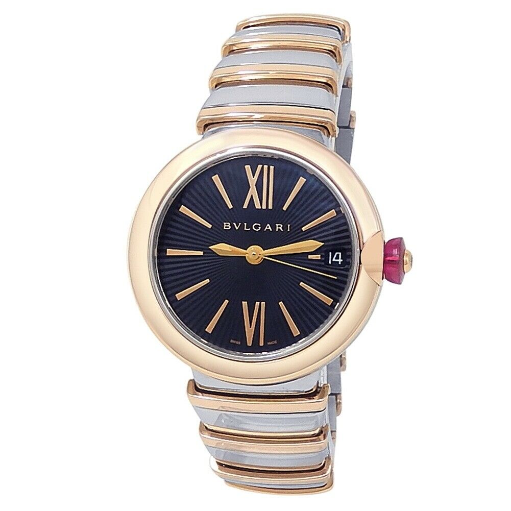 Bvlgari Lvcea 18k Rose Gold Stainless Steel Automatic Black Ladies Watch