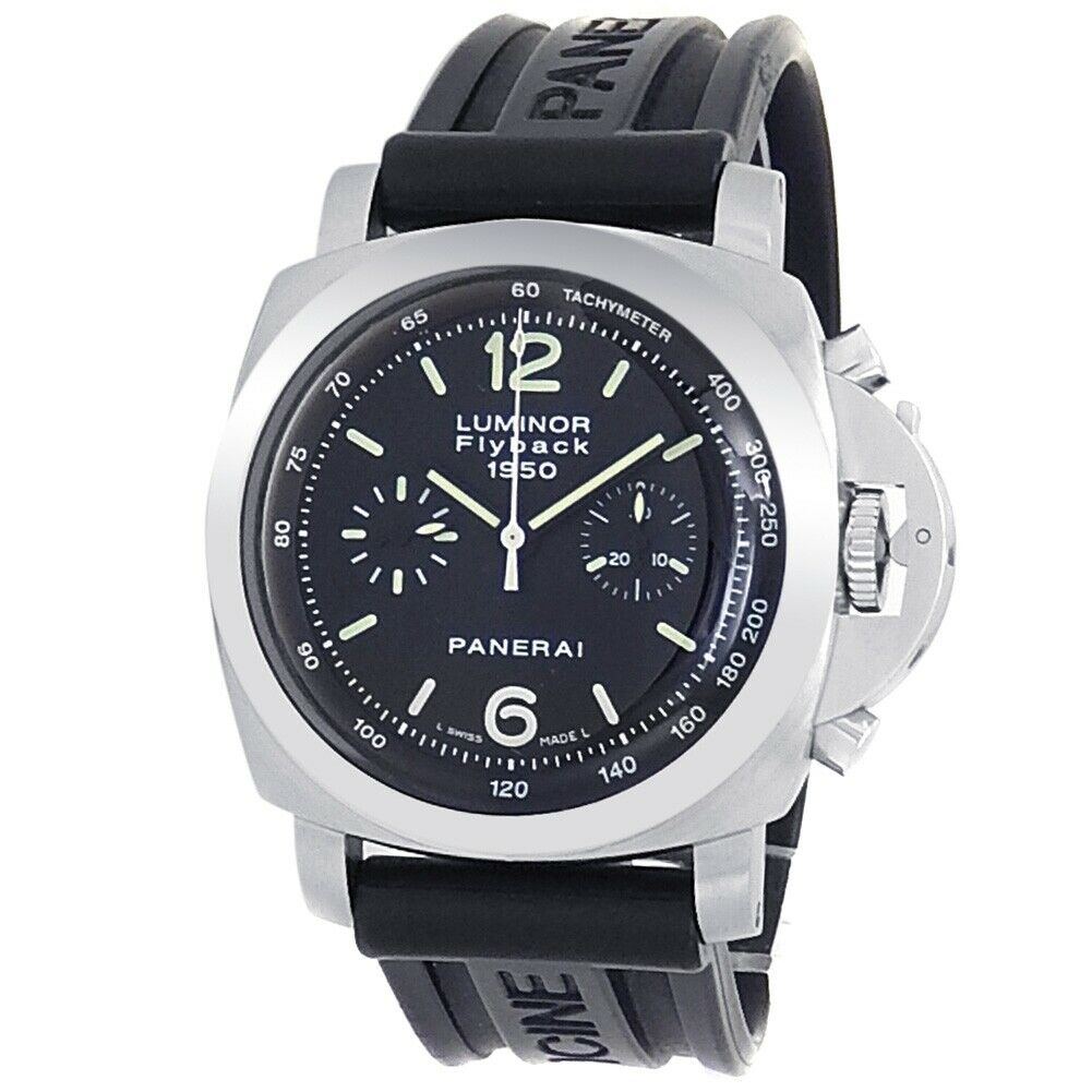 Panerai Luminor 1950 Flyback Stainless Steel Rubber Black Men's Watch