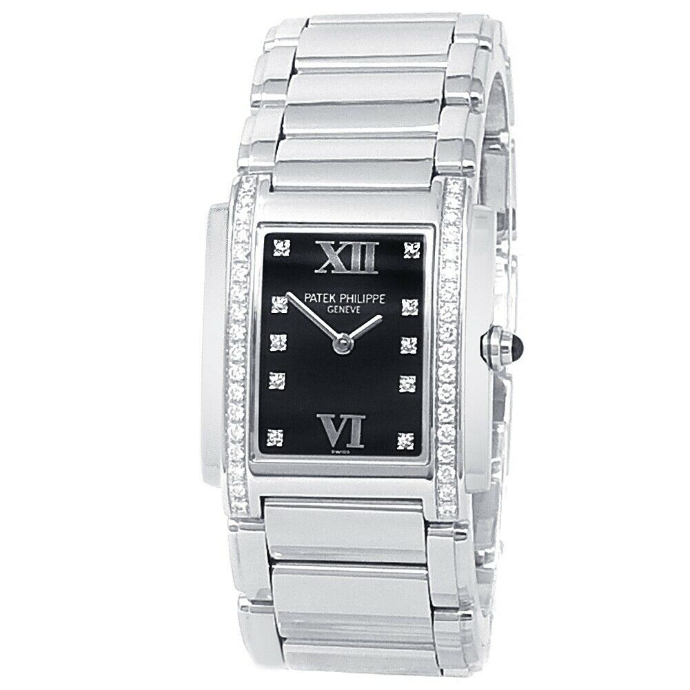 Patek Philippe Twenty-4 Diamond Stainless Steel Black Ladies Watch