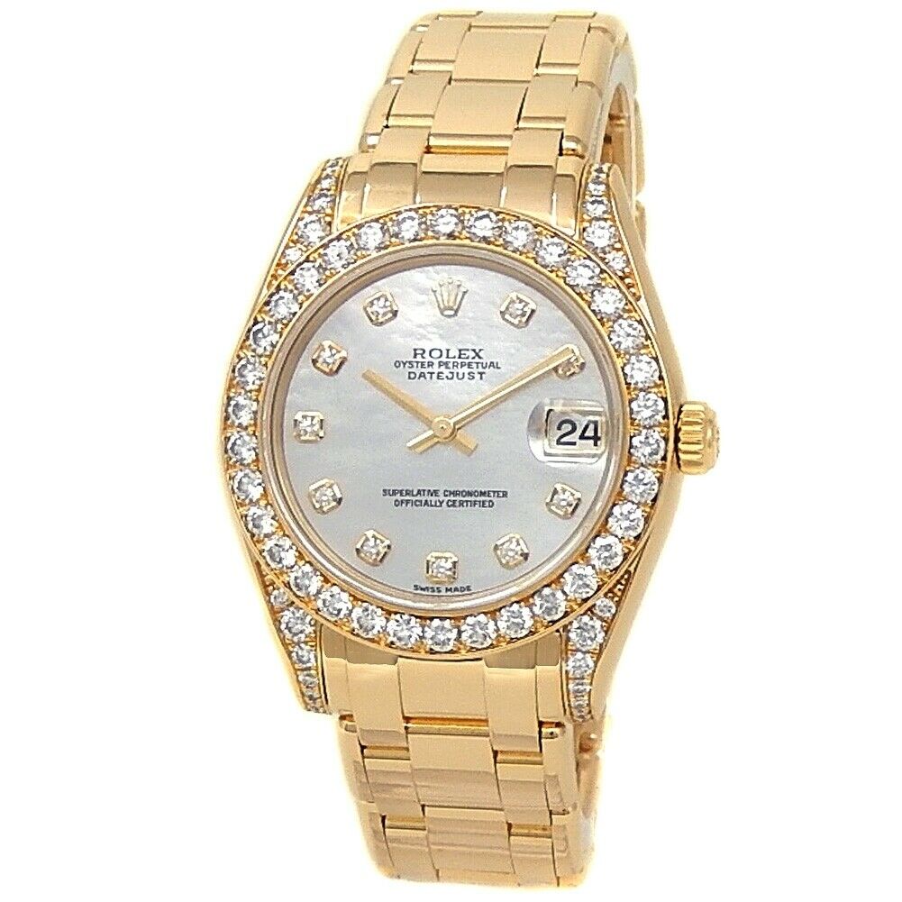 Rolex Datejust Pearlmaster 18k Yellow Gold Mother of Pearl Ladies Watch