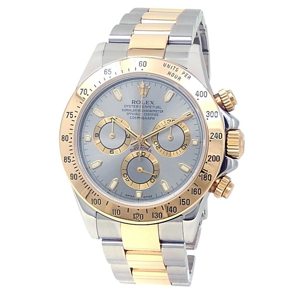 Rolex Daytona 18k Yellow Gold Stainless Steel Oyster Grey Men's Watch