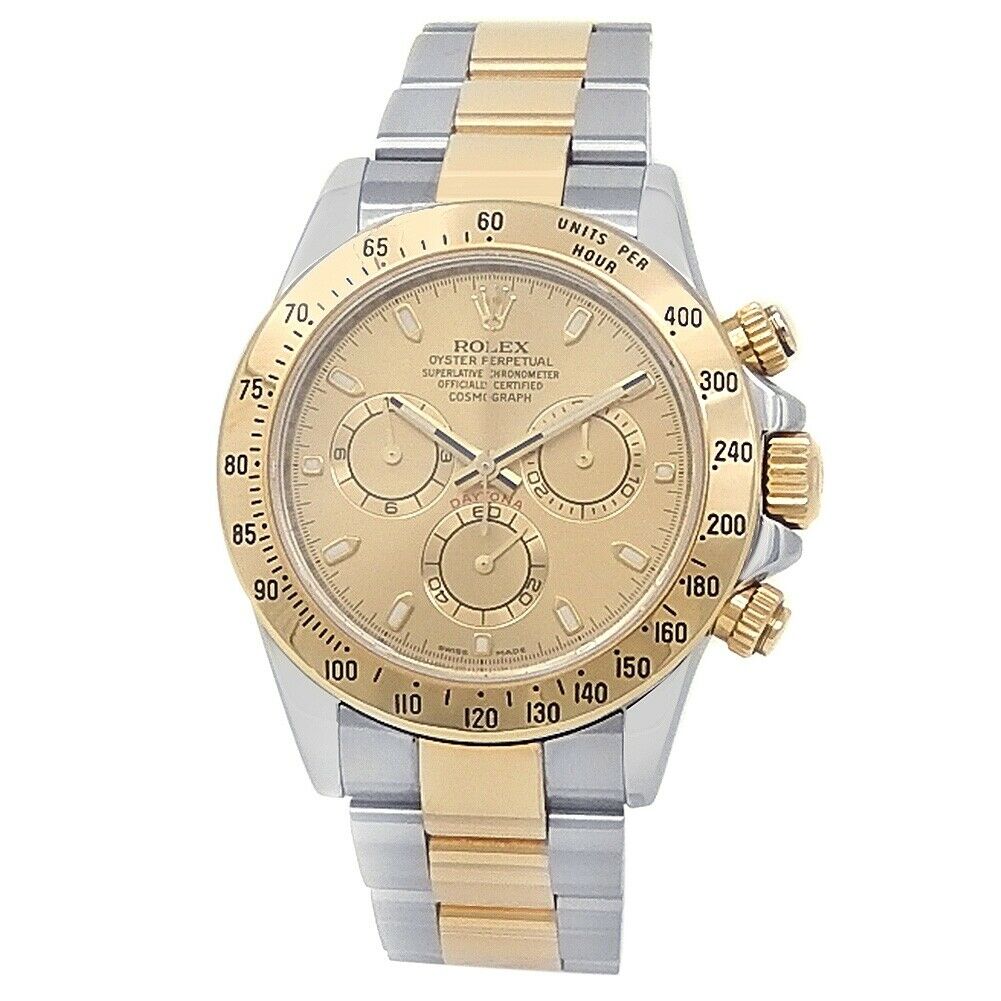 Rolex Daytona 18k Yellow Gold Stainless Steel Auto Champagne Men's Watch