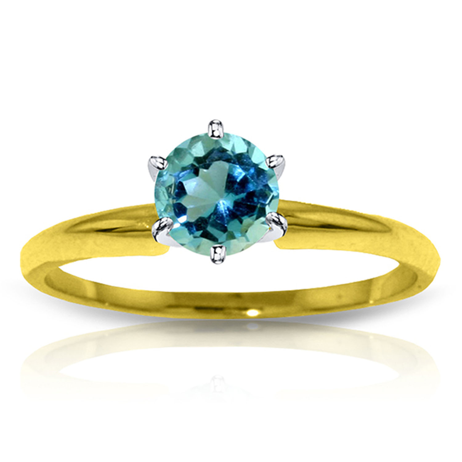 0.65 CTW 14K Solid Gold Solitaire Ring Natural Blue Topaz