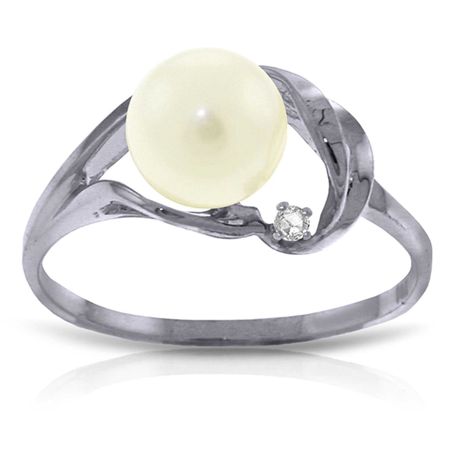 2.02 CTW 14K Solid White Gold Lara's World Cultured Pearl Diamond Ring