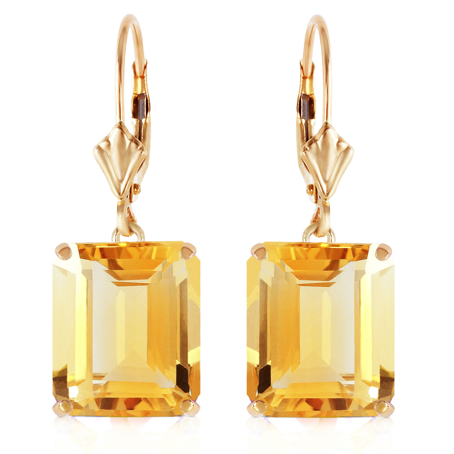 13 CTW 14K Solid Gold Leverback Earrings Citrine