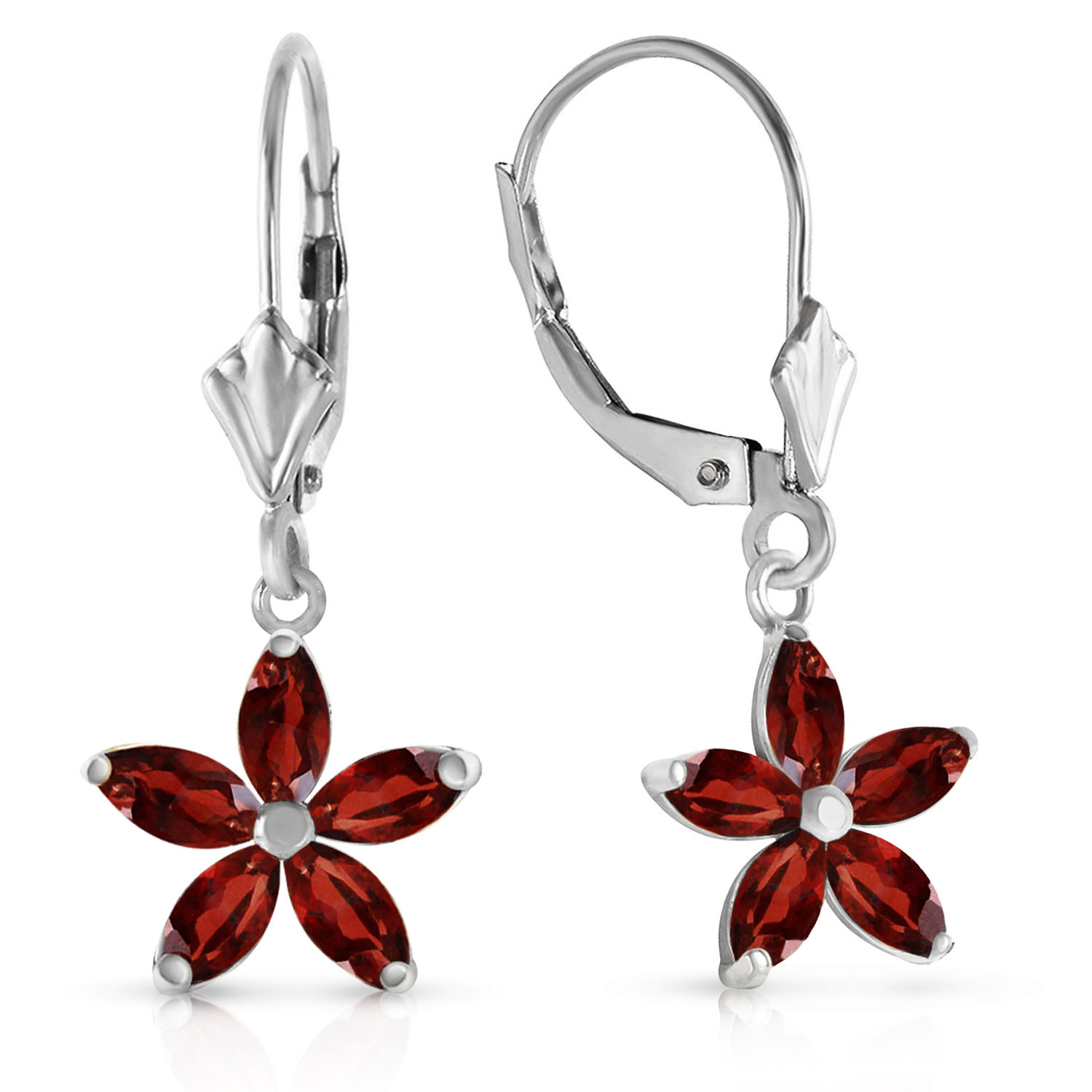 2.8 CTW 14K Solid White Gold Will To Love Garnet Earrings