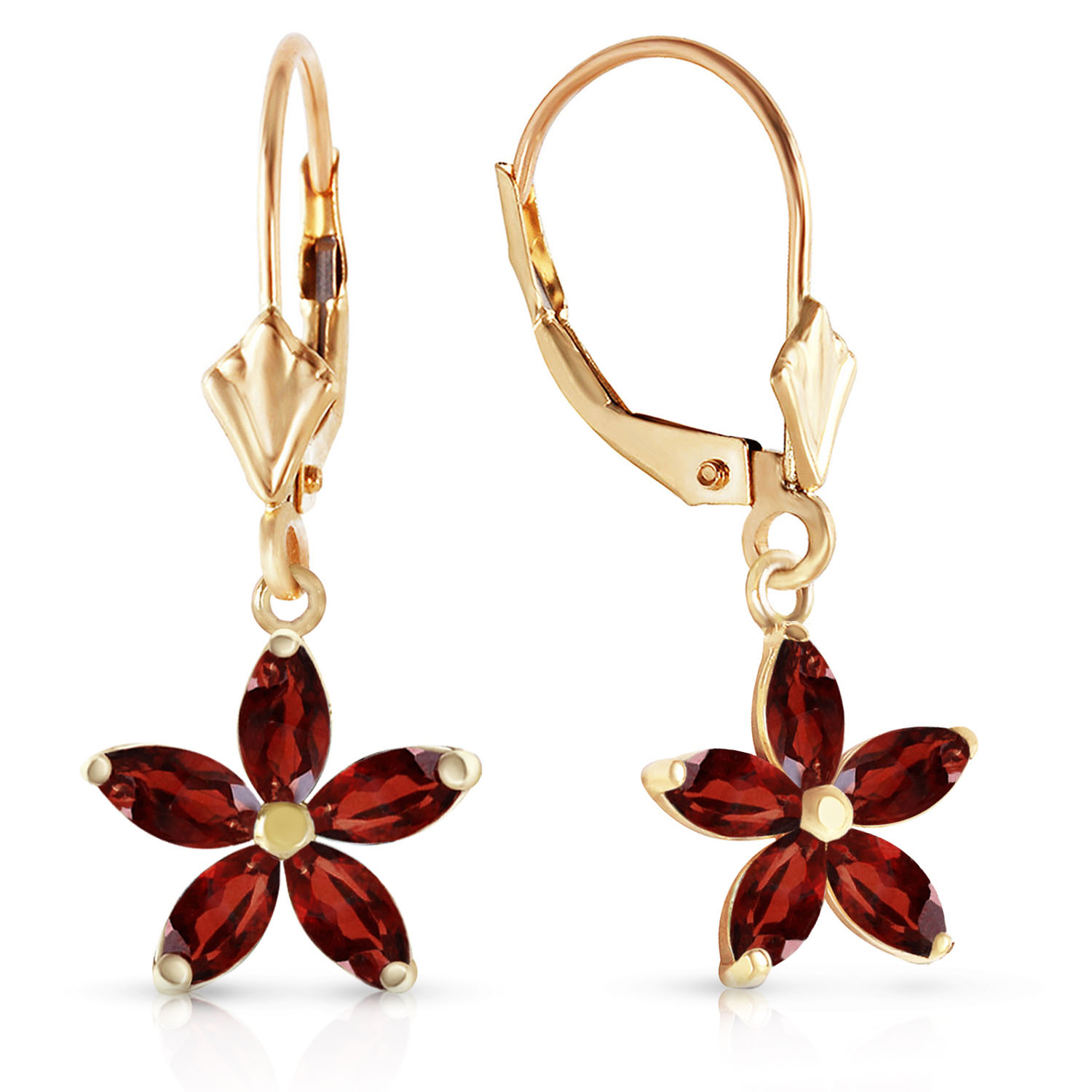 2.8 CTW 14K Solid Gold Starglow Garnet Earrings