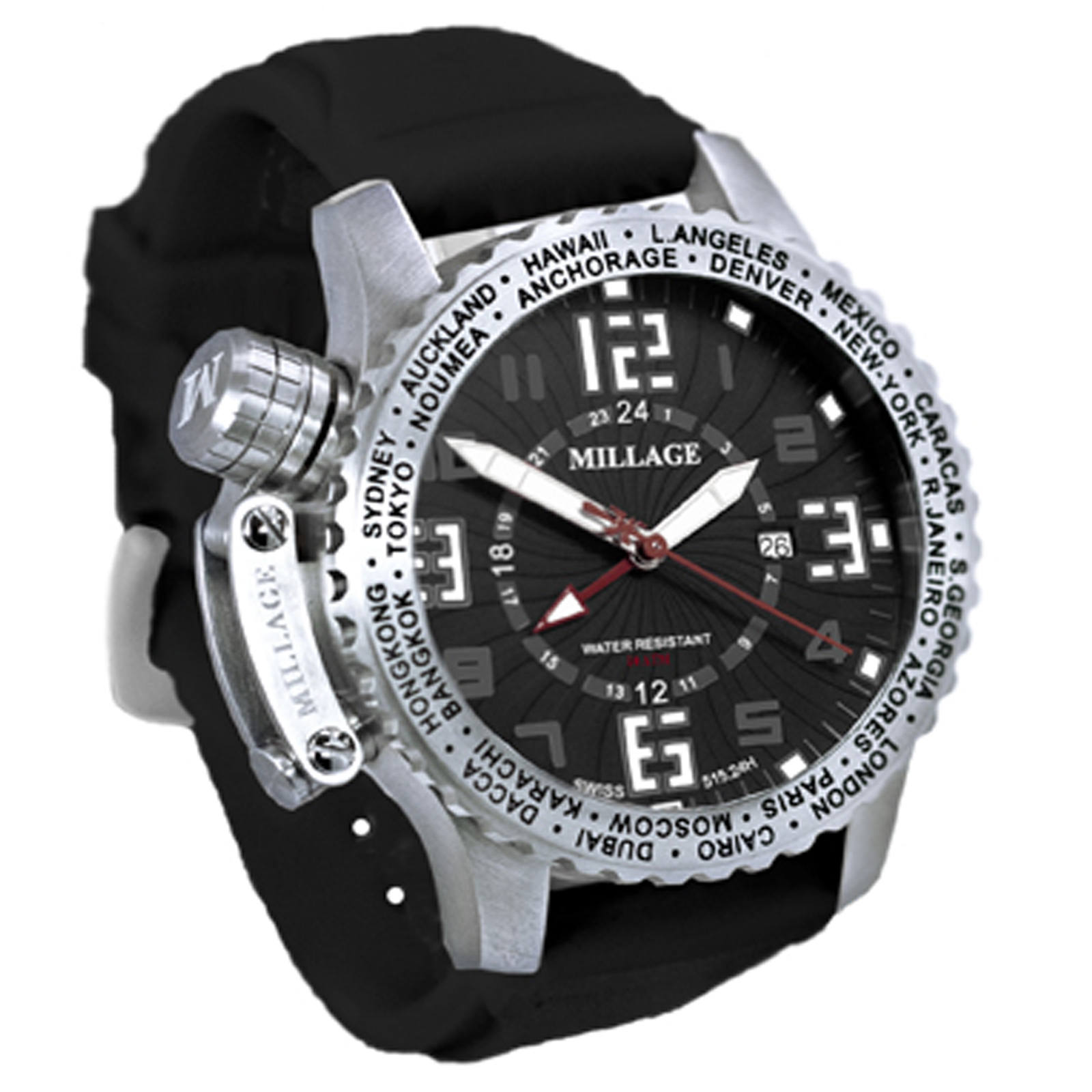 M3726SLS-Black-BLACK / WHITE/MILLAGE WATCHES