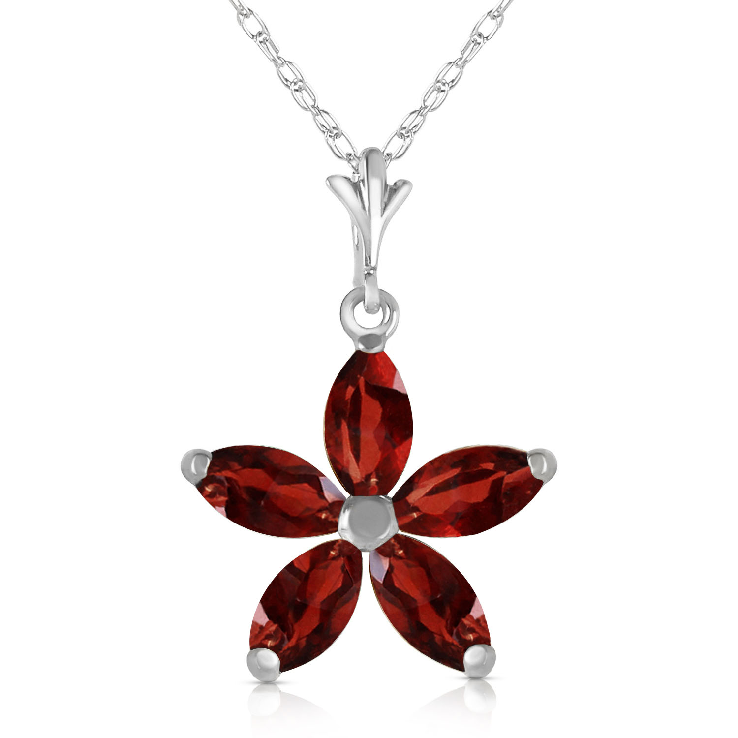 1.4 CTW 14K Solid White Gold Having Once Garnet Necklace
