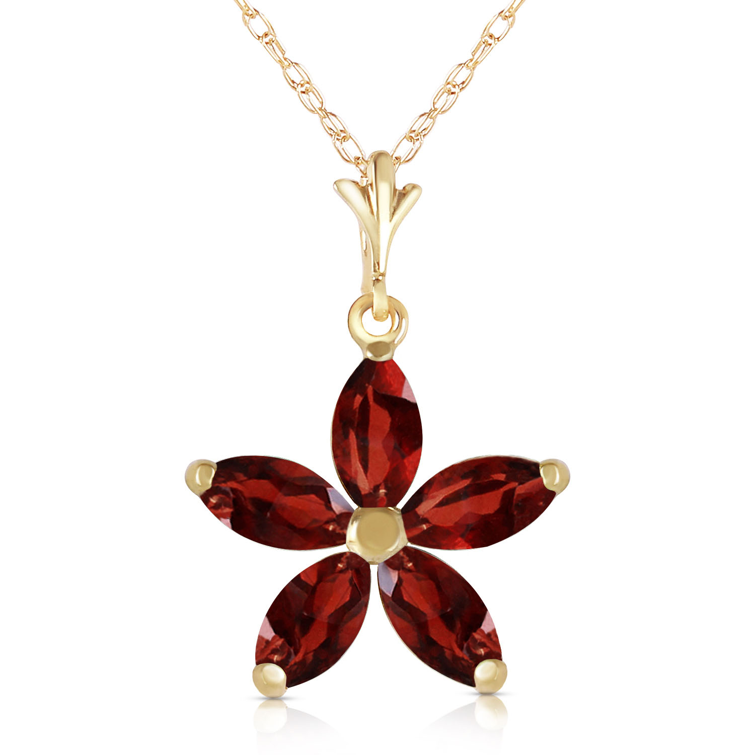 1.4 CTW 14K Solid Gold Portrait D'une Femme Garnet Necklace
