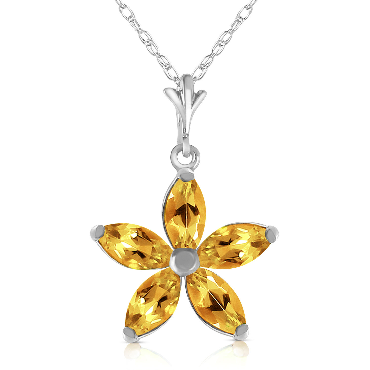 1.4 CTW 14K Solid White Gold Cheer In My Heart Citrine Necklace