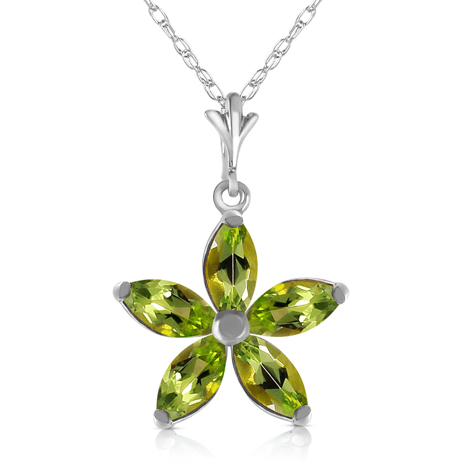 1.4 CTW 14K Solid White Gold La Vie Peridot Necklace
