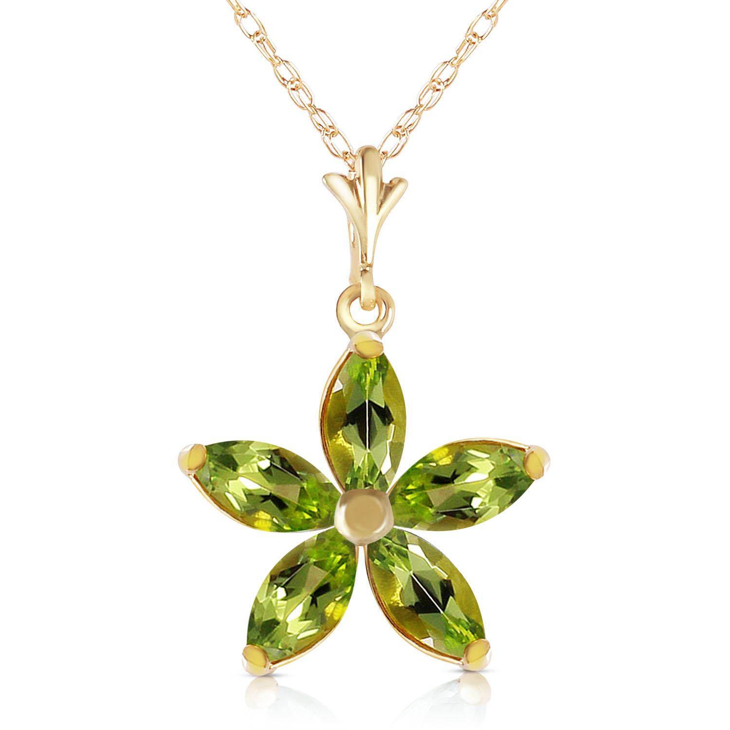 1.4 CTW 14K Solid Gold Virtue Peridot Necklace