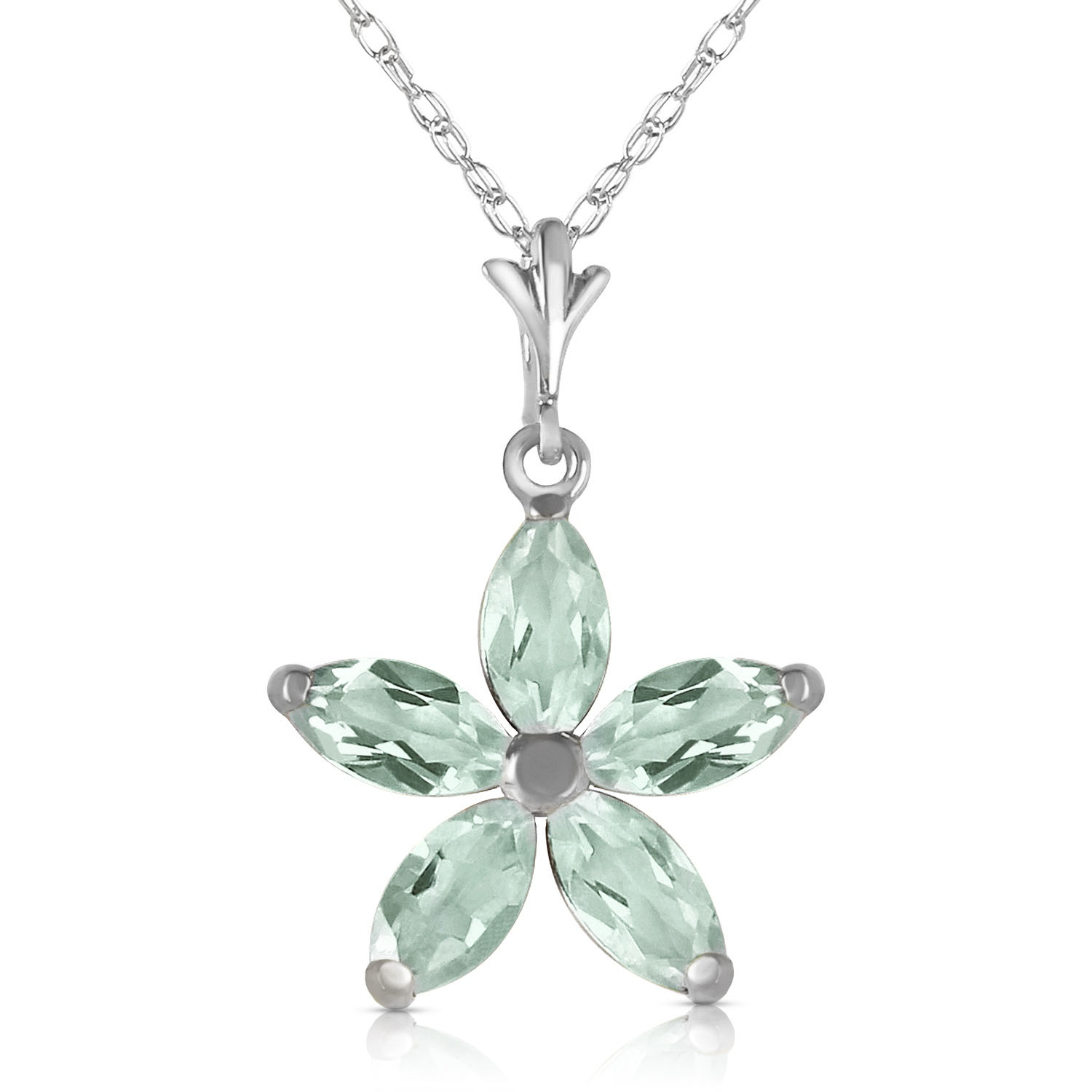1.4 CTW 14K Solid White Gold Shall Be Again Green Amethyst Necklace