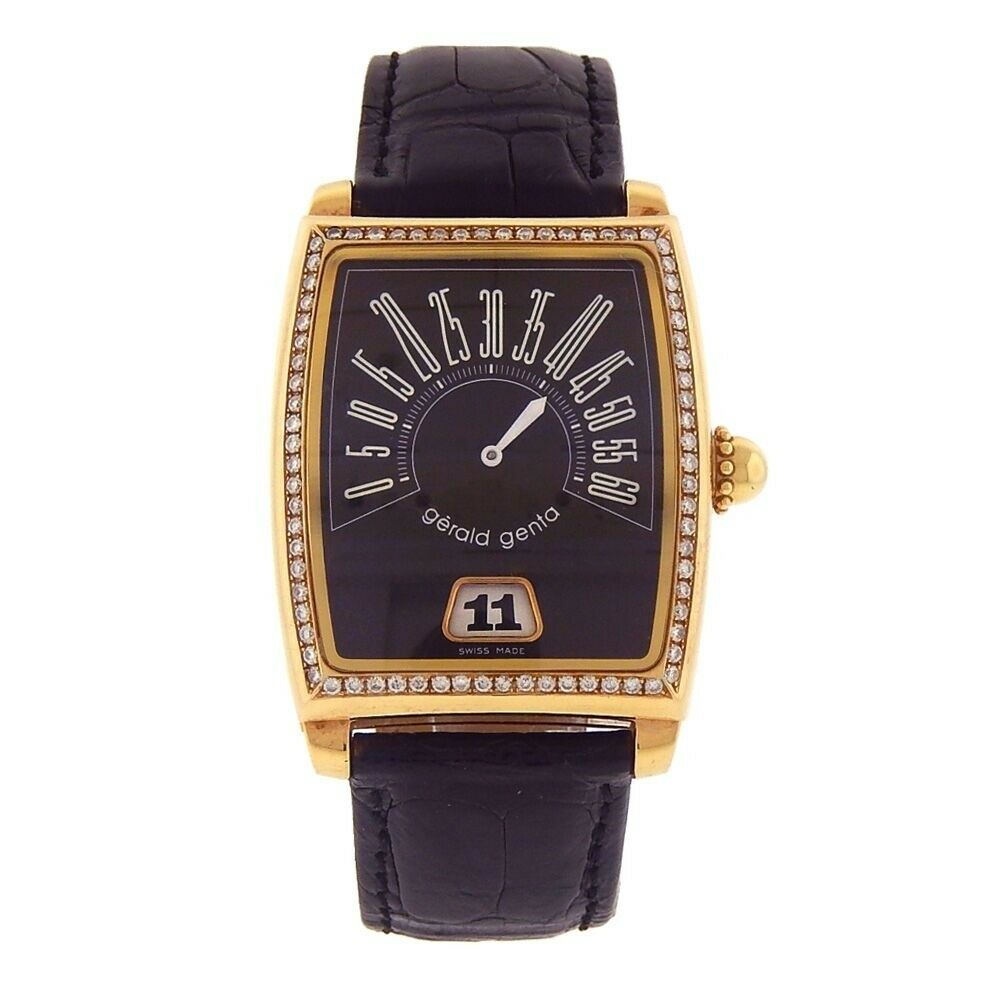 Gerald Genta Retro Solo 18k Yellow Gold Diamond Bezel Automatic Watch G.3671
