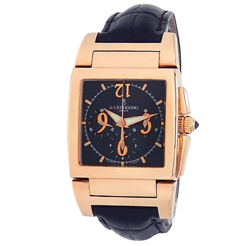 De Grisogono Instrumento No Uno 18k Rose Gold Black Men's Watch Uno Chrono N04