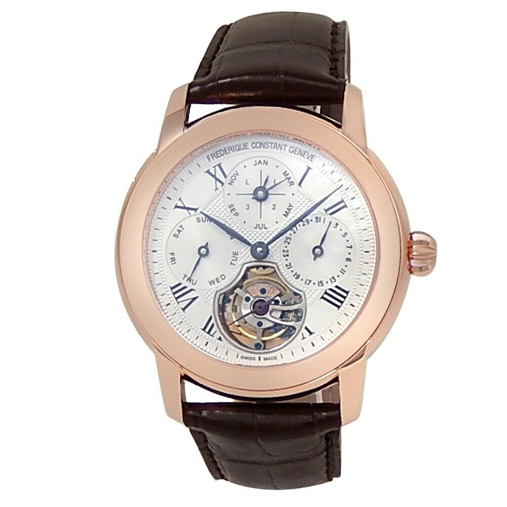 Frederique Constant Classic Tourbillon 18k Rose Gold Silver Watch FC-975MC4H4