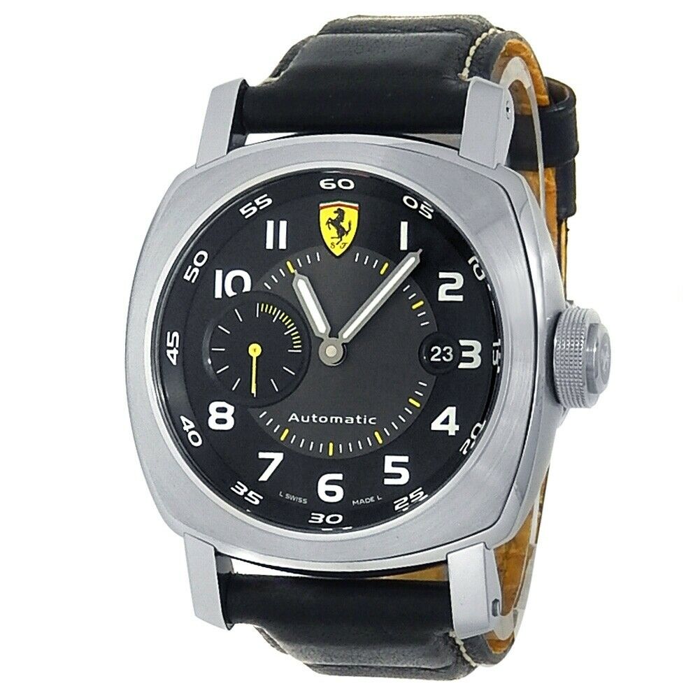 Panerai Ferrari Scuderia Stainless Steel Leather Auto Black Men's Watch FER00002