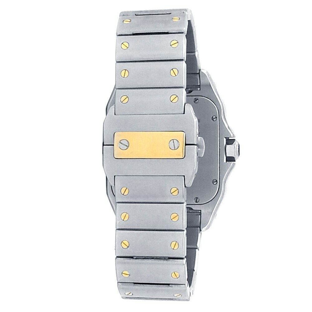 Cartier Santos 100 XL 18k Yellow Gold Stainless Steel Silver Mens Watch W200728G