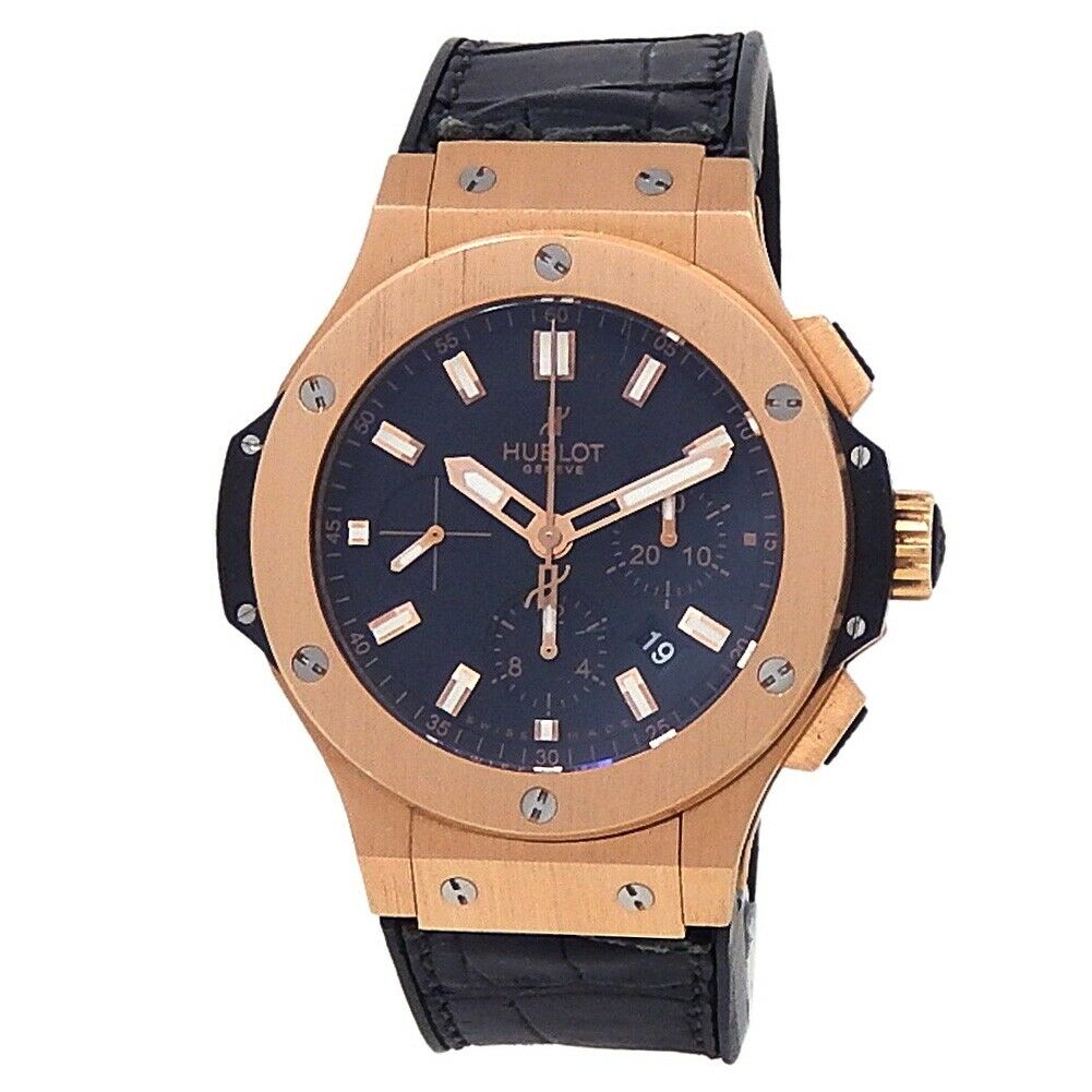 Hublot Big Bang 18k Rose Gold Leather Automatic Black Men's Watch