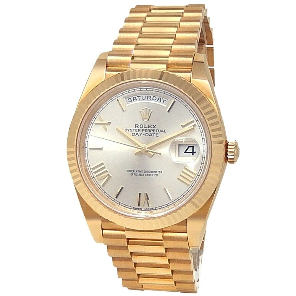 Rolex Day-Date 18k Yellow Gold President Automatic Silver Men's Watch